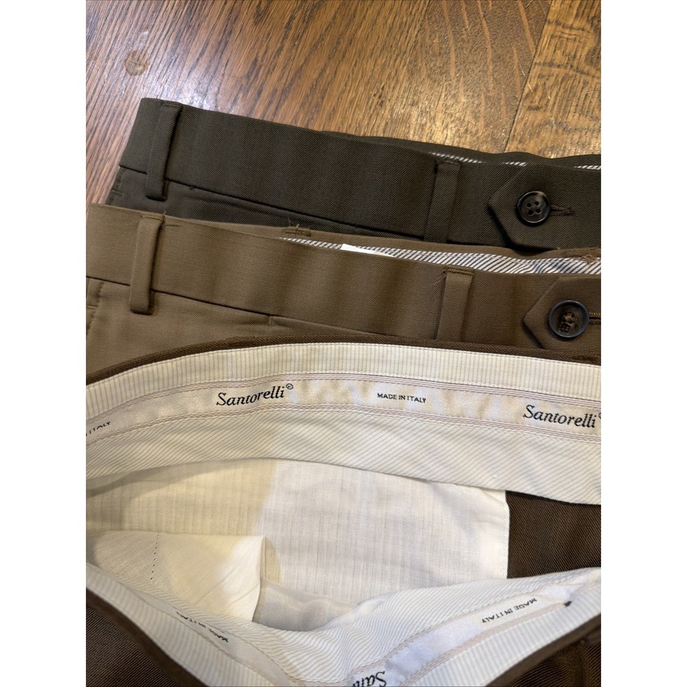 Lot 3 Santorelli Romeo Hart Schaffner Marx Brown Dress Pants Mens 34x32 Italy